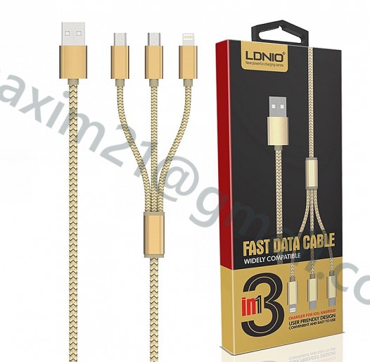 USB шнурок LDNIO LC85 lighting + 2 MicroUSB 